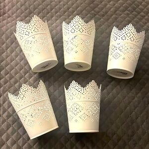 IKEA White Lace Candle Holders